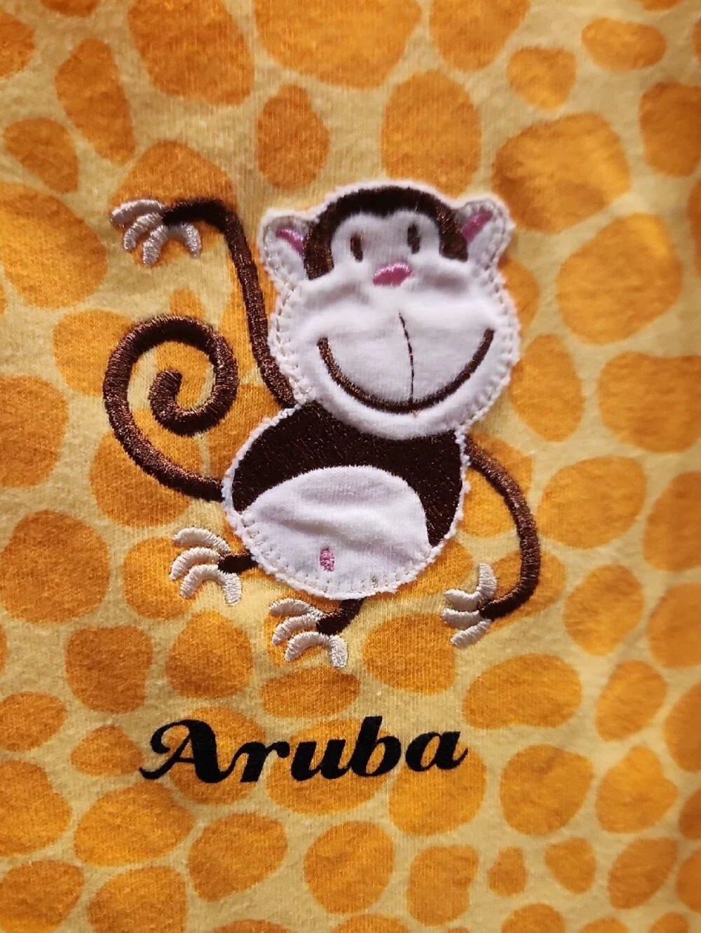 EUC Yacht Club Aruba Yellow Monkey Print Baby Bodysuit Sz L